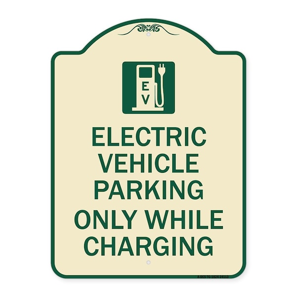 Signmission Electric Vehicle Parking While Charging W/ Graphic Heavy-Gauge Alum Sign, 24" x 18", TG-1824-24113 A-DES-TG-1824-24113 - main